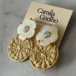 Camila Coelho Flower and Raffia Earrings